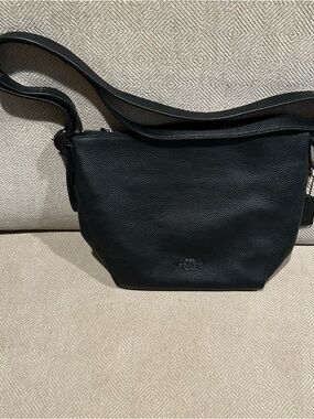 Coach black pebbled dufflette gun metal crossbody women’s bag style 21377